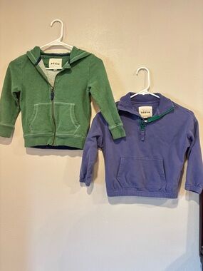 Mini Boden Boys Sweatshirt Bundle Size 5/6 Zip Hoodie & Quarter Zip Pullover